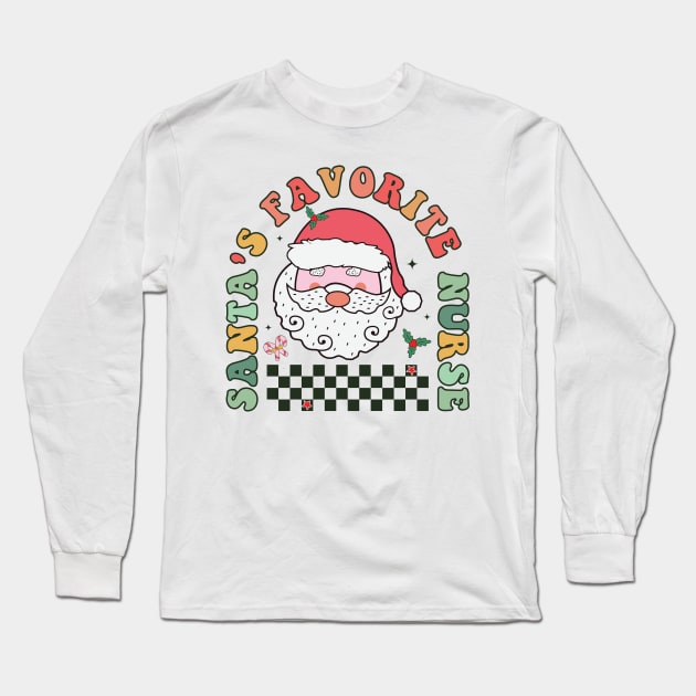 Santa's Favorite Nurse Long Sleeve T-Shirt by MZeeDesigns
